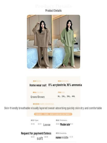 Women's Plus Size Comfy & Breathable Pajama Set: Autumn Slimming Round Neck for Indoor/Outdoor Wear