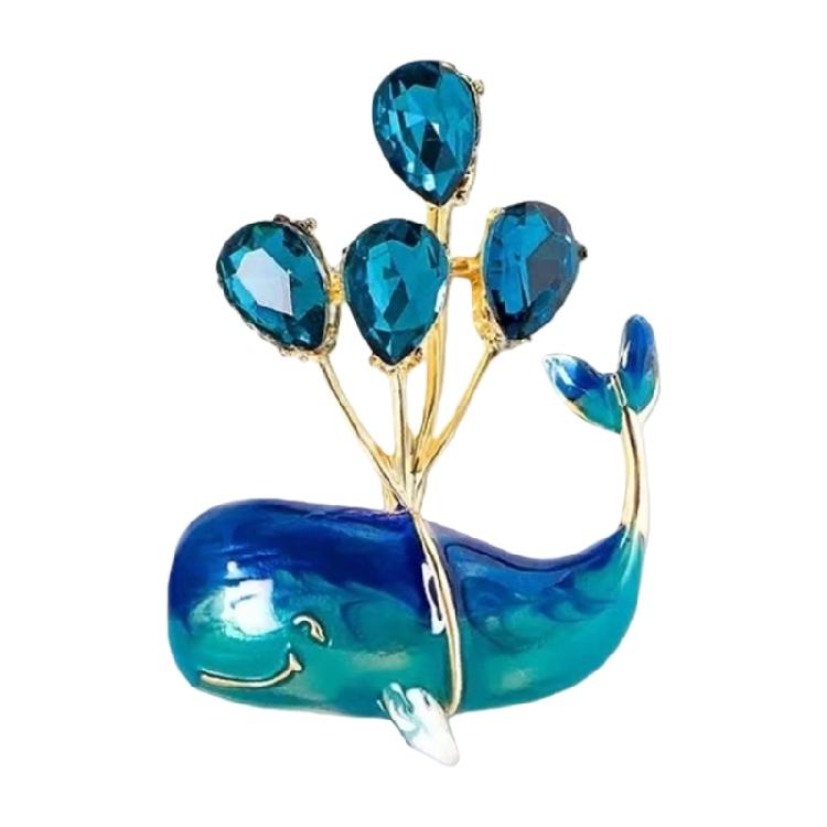 Artistic Blue Whale Jewelry Piece Featuring Balloon Decorations Compact Alloy Brooch Ideal For Daily Wear Or Gifting синий
