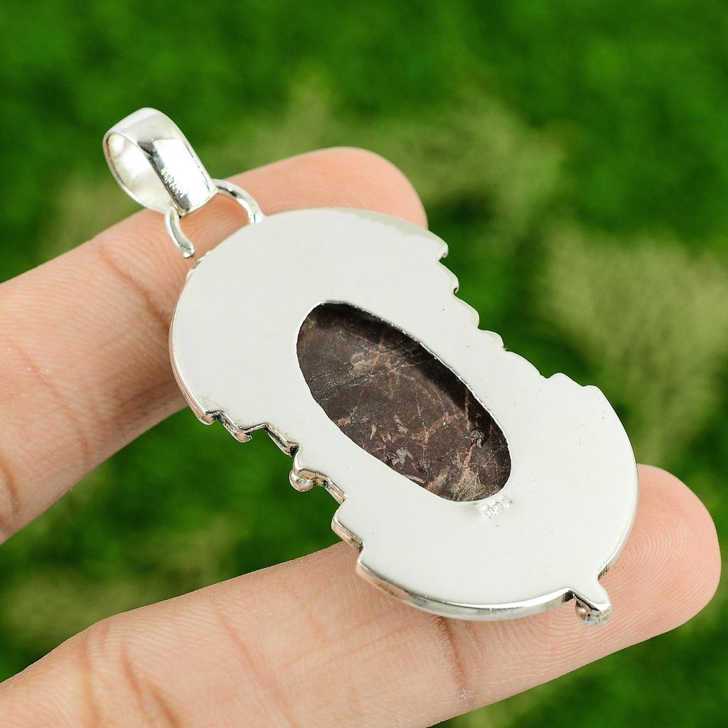 Daughters Day Deal 925 Silver Natural Coconut Jasper Boho Ethnic Pendant Jewelry