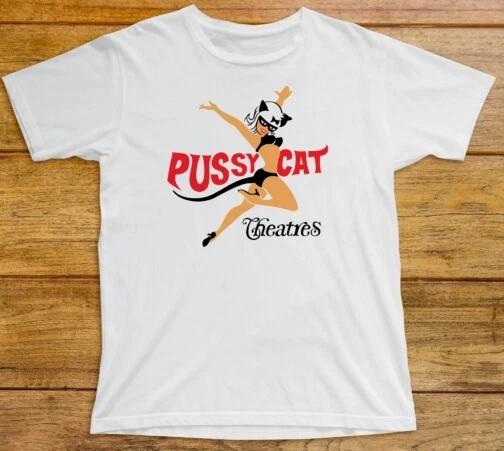 

Футболка Pussycat Theatres 629 Ретро Сеть кинотеатров для взрослых Девушка-кошка Калифорния L