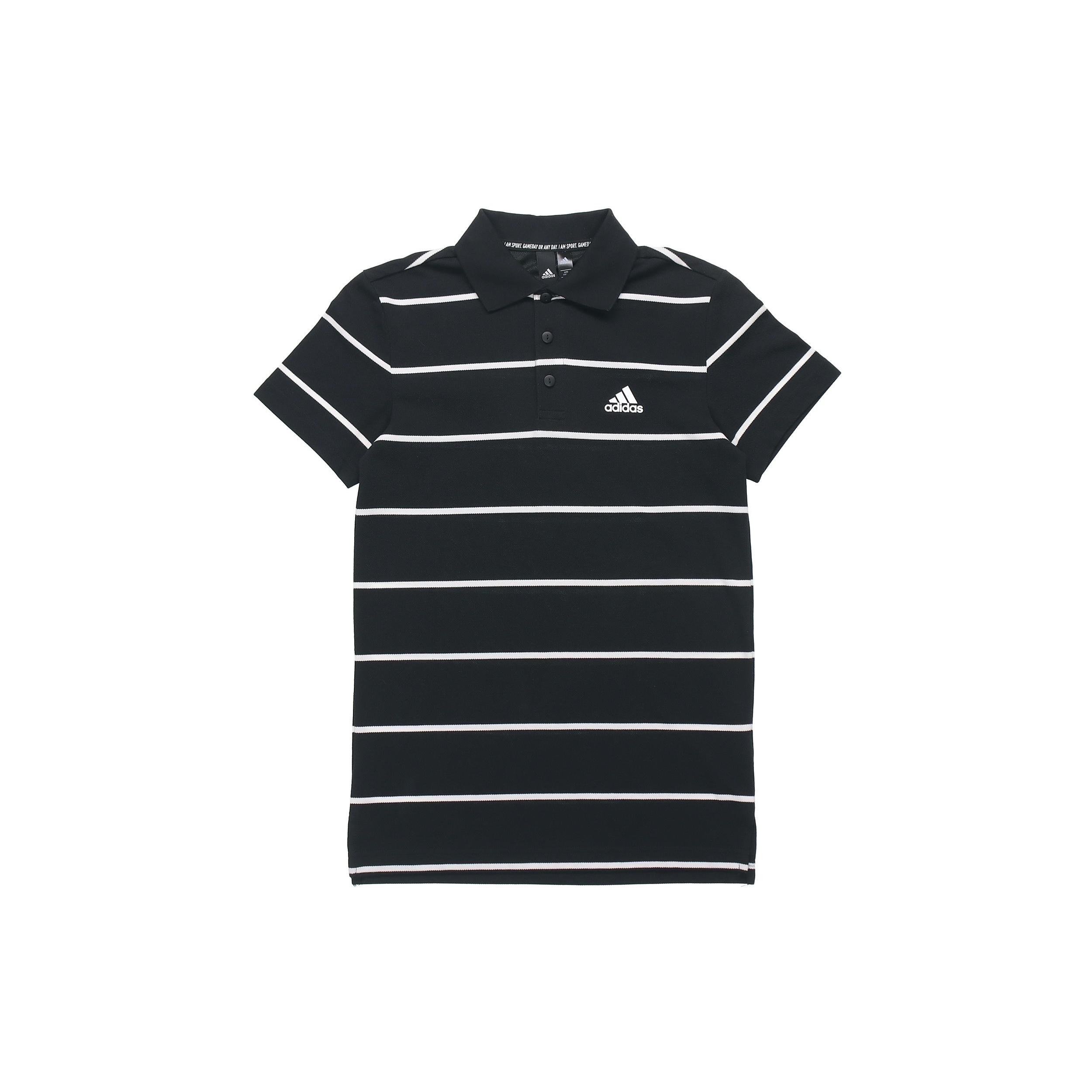 adidas YARN DYE Stripe Short Sleeve Polo Shirt Black Men s FT2836 S