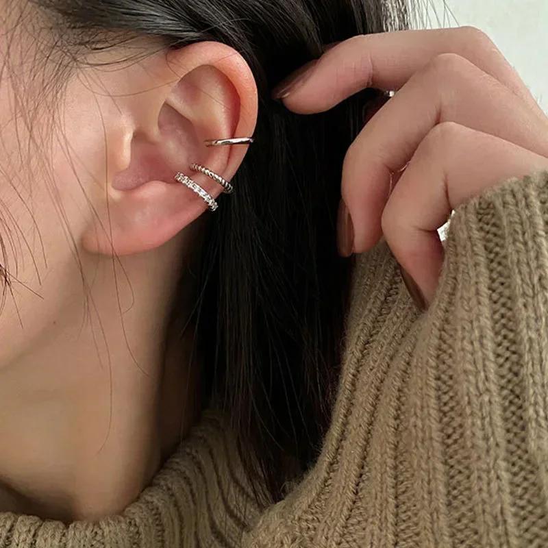 Punk Metal Zircon Ear Cuff Ear Clip for Women No Pierced C Shape Geometric Small Earcuff Ear Wrap Earcuff Clips Jewelry