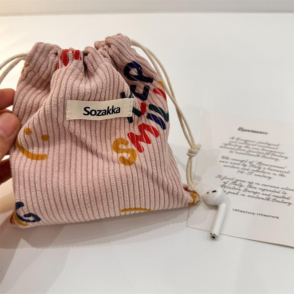 

Мини-мешочек на кулиске из шенилла, мягкий вельветовый органайзер для ювелирных изделий для повседневного использования Light Pink Cord