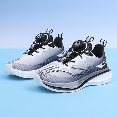 Pantofi de alergare cu plasă respirabilă pentru băieți cu buton rotativ nou, pantofi sport pentru tineret, copii anti-alunecare, rezistenți la uzură, curse, studenți