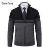 2024 Men's Fleece-Lined Color Block Cardigan Sweater for Autumn/Winter