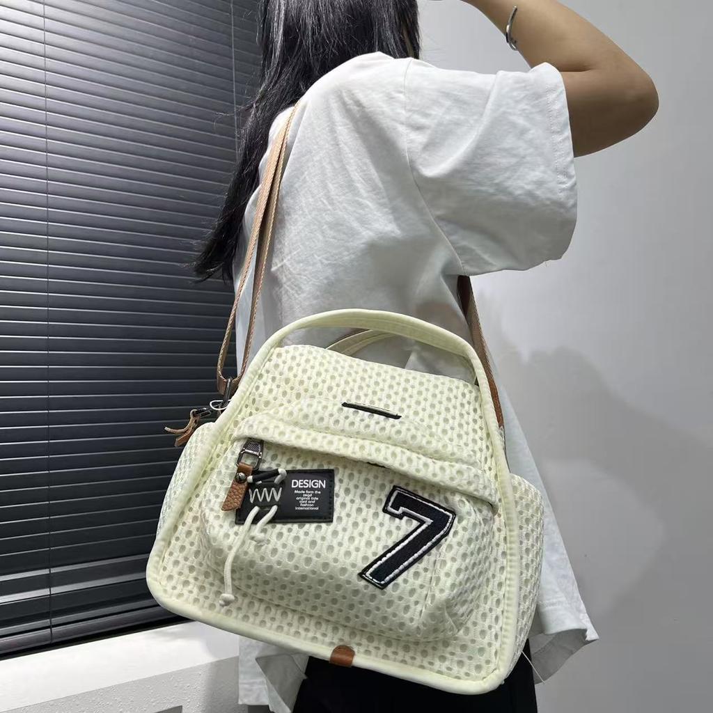 Women'S Mesh Cloth Splicing Handbag Personalized Casual Versatile Single Shoulder Oblique Span Bag