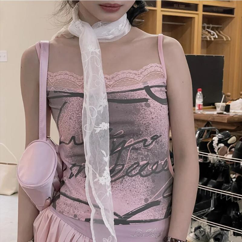 

Женский узкий длинный шарф 140 см, однотонный шелковый черный мешок, ленты, повязки на голову, колье, кружевной шарф с цветочным принтом, Y2k, длинный ленточный шарф, шаль L розовый