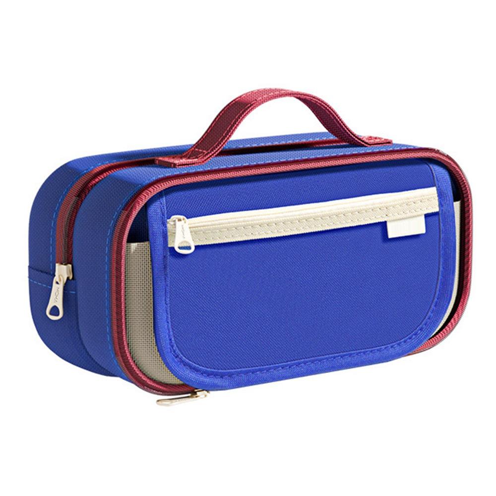 New Contrast Color Handheld Pen Bag Nine-Layer Handheld Stationery Bag Large Capacity Stationery Organizer School Office