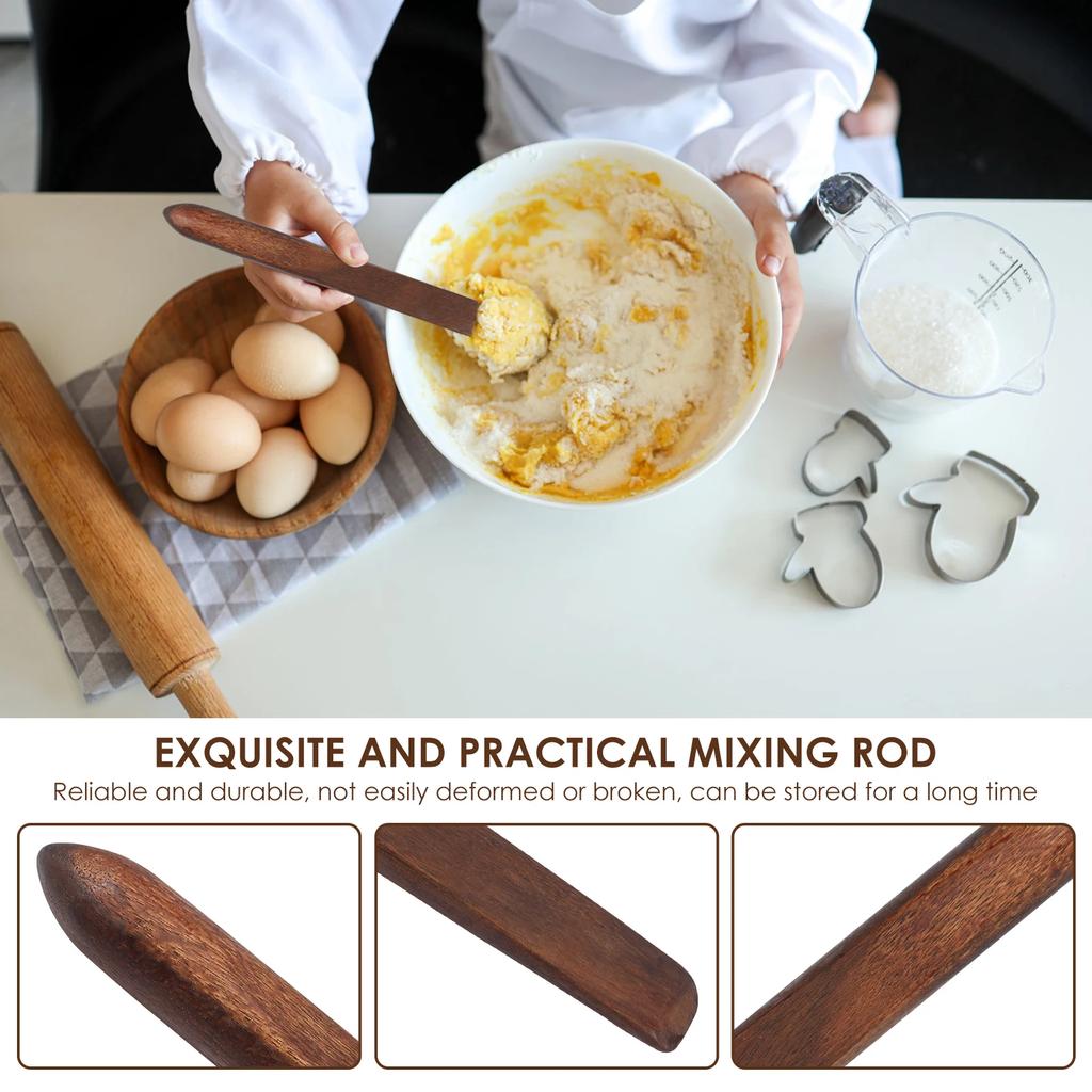 11 tum Surdegsbröd Blandningsvisp Akaciaträ Surdegsspatel Praktiska Verktyg för Surdegsbrödbakning Träpaddel