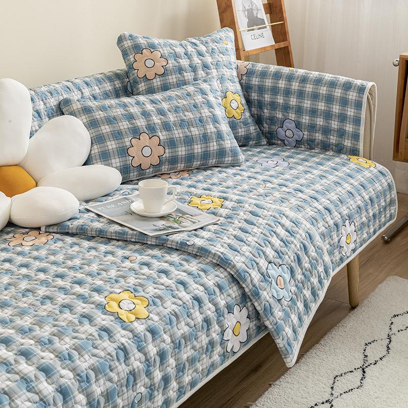 Plaid Sofa Cushion Four Seasons Universal Non-Slip Simple Modern All-Inclusive Anti-Scratching Cute Cushion Set Cover Cloth
