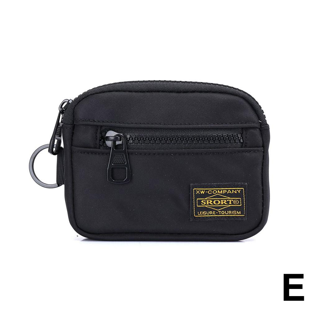 

Маленький повседневный мужской кошелек для монет из холста на молнии, короткая сумка-кошелек в стиле ретро, молодежная мини-сумка, тренд Mon A2L1 Black-One size