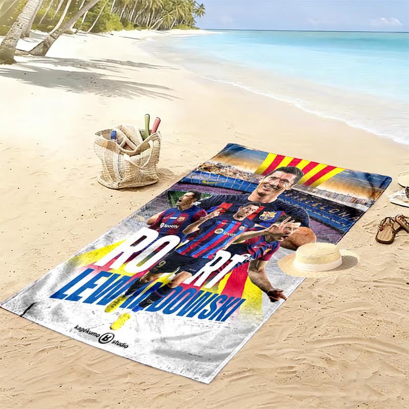 Robert Lewandowski Fc Bayern Munich Beach Towel Portable For Travel Outdoor Camping Seaside Outdoor Pool Towel Quickdrying Swim Towel