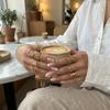 Stainless Steel Gold Color Love Heart Ring Set For Women Hollow Flower Geometric Finger Rings Party Vacation Waterproof Jewelry
