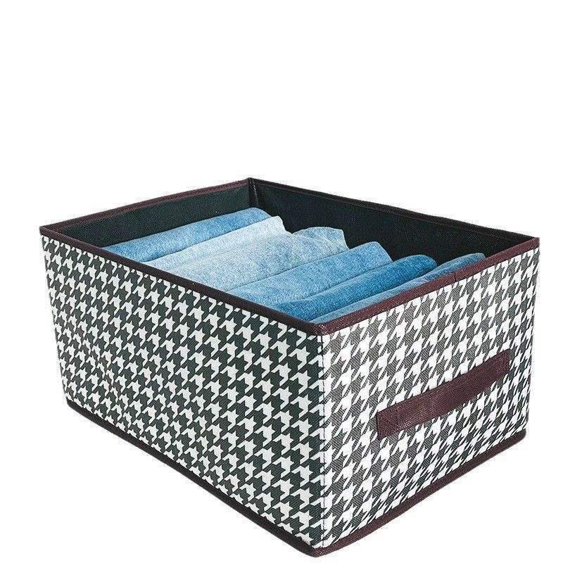 Houndstooth Non-woven Fabric Storage Box for Clothes - Desktop, Wardrobe, and Home Organization Drawer Frame Houndstooth Storage Box (Cardboard)