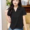 Summer Women's Slim and Thin Casual Lapel Short-sleeved T-shirt