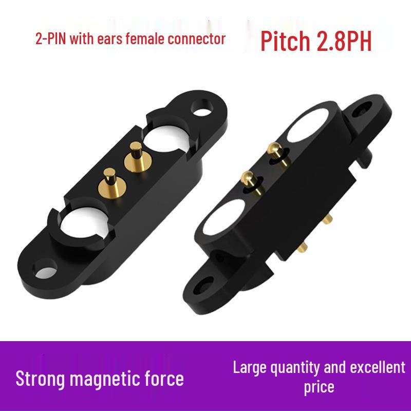 2-pin Anti-Fooling Bent Solder Wire with Magnetic Connector Cable and Spring Pogo Pin Socket