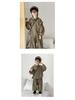 Boys' Retro Chinese Style Casual Set - Autumn 2025: Solid Color Long Sleeve Top & Pants with Frog Buttons