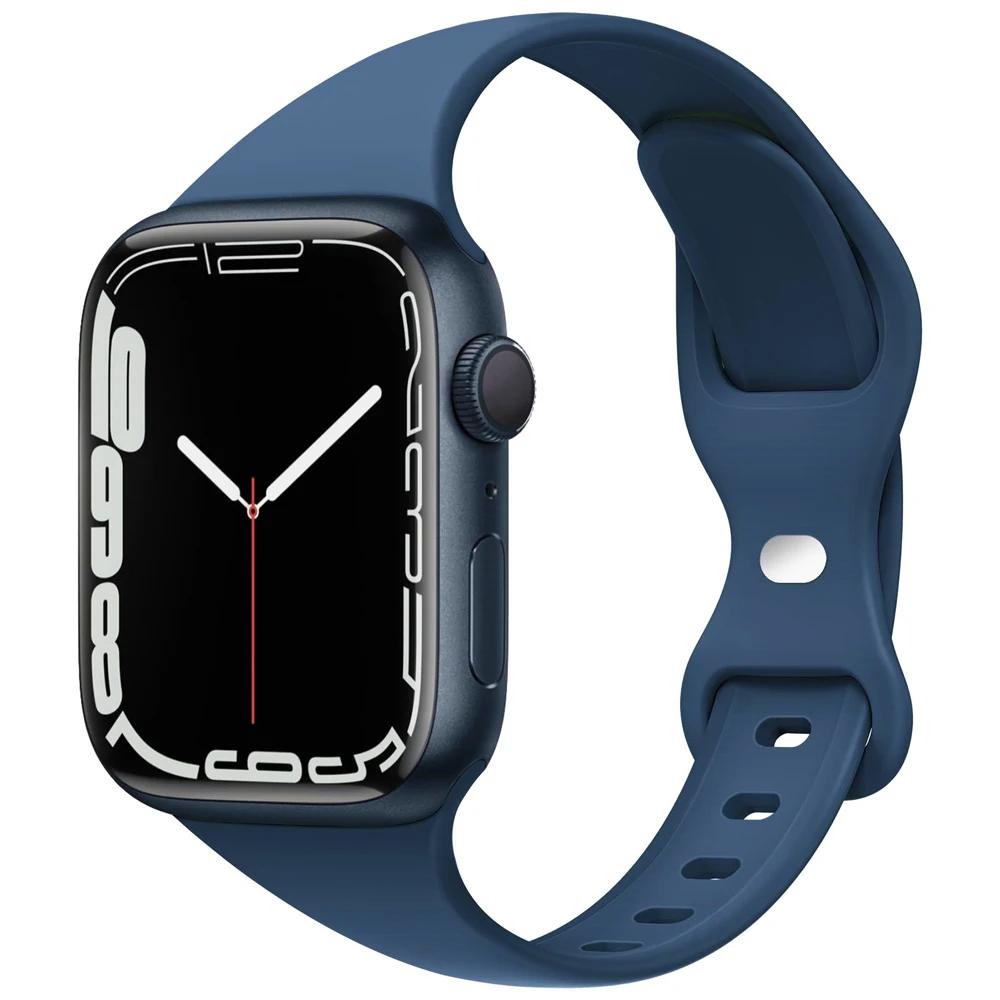 Slim Silicone Strap For Apple Watch Band 45mm 44mm 40mm 41mm 42-38mm sport bracelet iwatch series 8 7 se 3 4 5 6 9 ultra 2 49mm