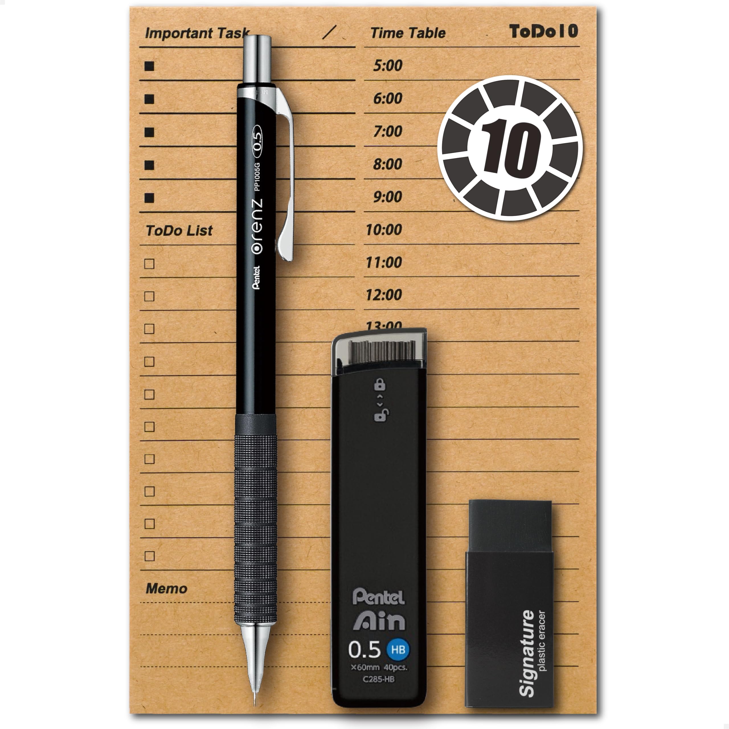 

Pentel Приобретите набор канцелярских принадлежностей для изучения за 10 дней до экзамена Orens [Набор Ярубун] привычки! 5 частей (Популярная серия, MG0.5 (черный))