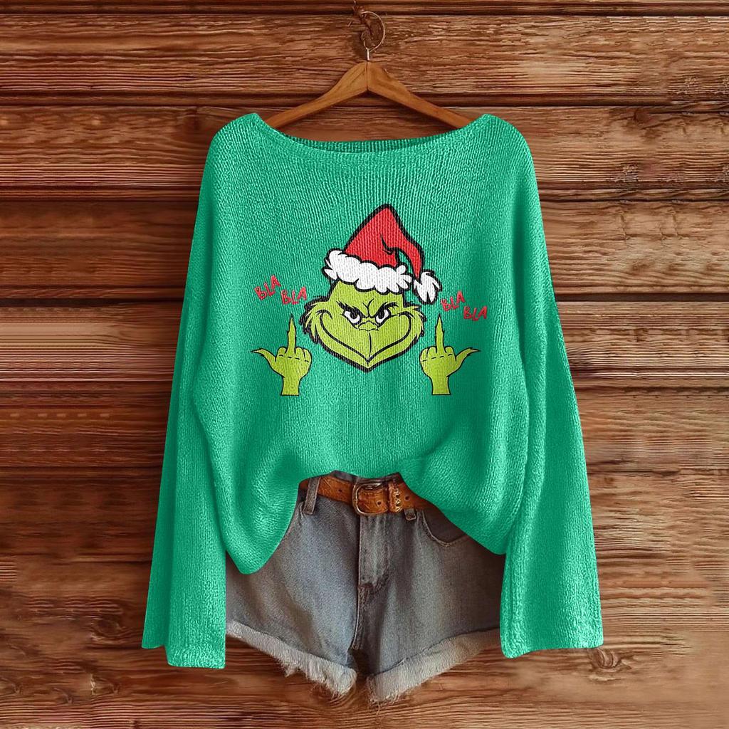 Women's Fashion Long Sleeve Christmas Snowman Snowflake Print Jacket Cardigan