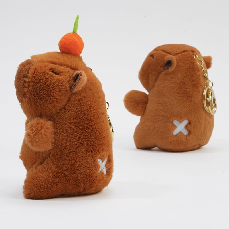 Clearstone Capybara Plush Keychain, Chavimaru and Mikan, with Music, 18.5cm, Brown