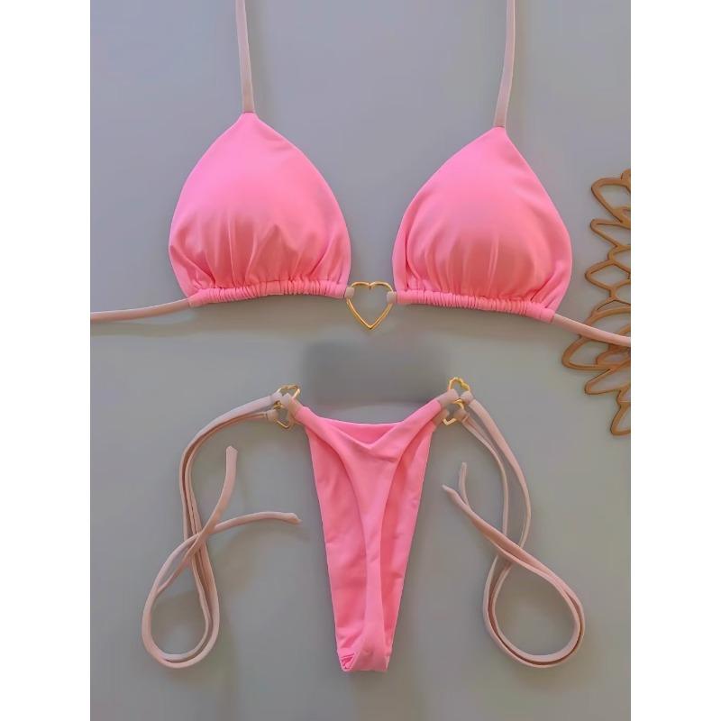 

Однотонний білий бікіні, жіночий костюм, модний купальник зі шнурівкою та заниженою талією, комплект із двох частин S