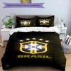 Brasilianisches Fußball-Emblem Muster Bettbezug-Set – enthält 1 Bettbezug und 2 passende Kissenbezüge Schlafzimmerdekoration Weihnachtsgeschenke
