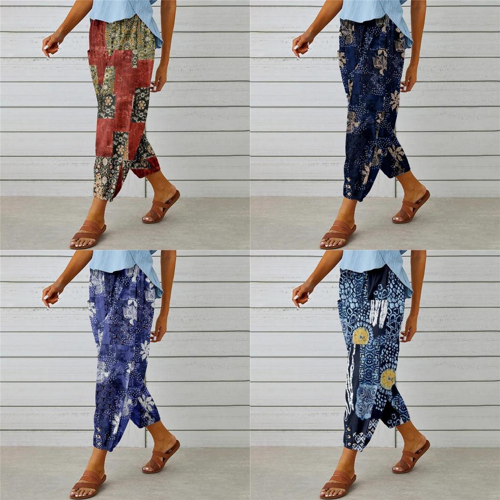 Pantaloni Casual da Donna in Lino e Cotone con Coulisse Vita Alta per la Primavera