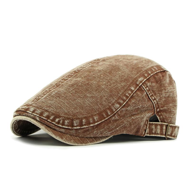 Men Beret British Vintage Denim Plaid Forward Hat Paintsman Hat Peaked Cap