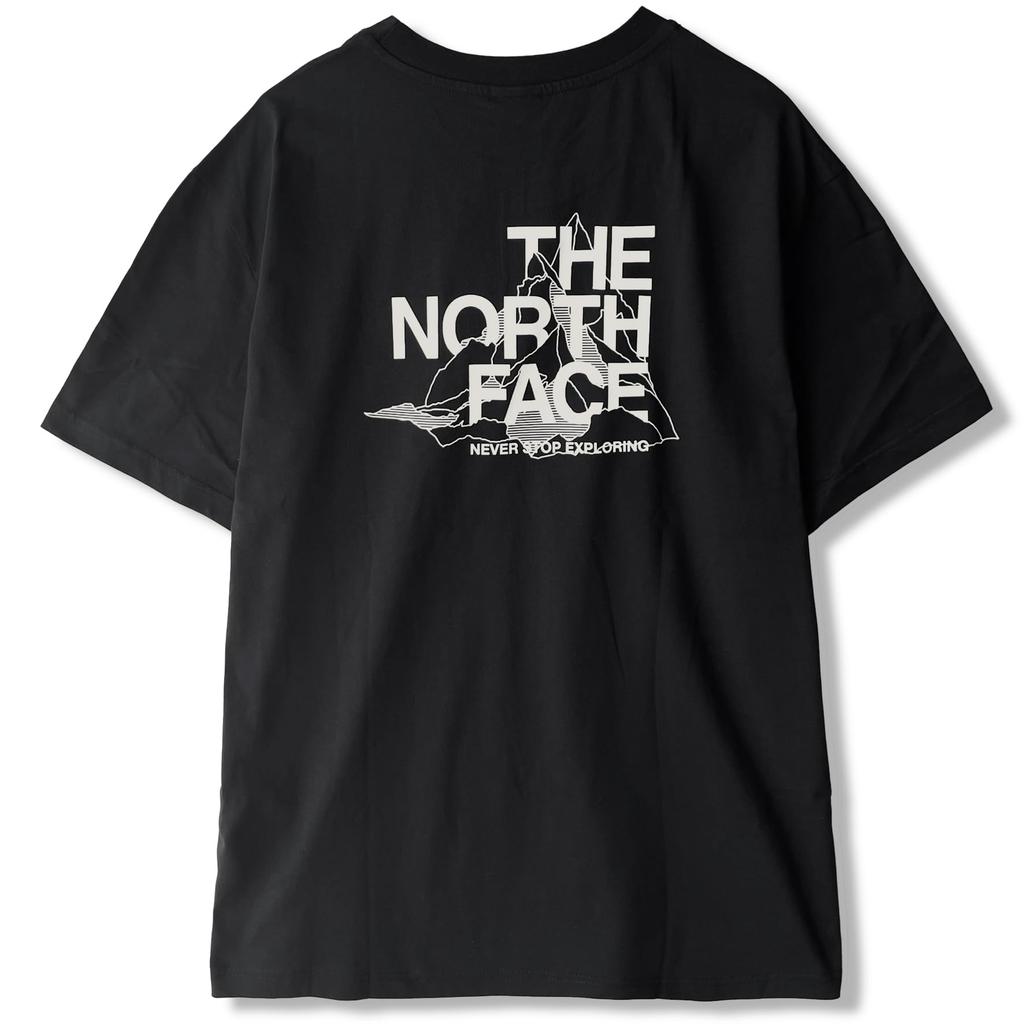 The North Face Short Sleeve with Back Mountain Sketch Oversized TNF Size M Men's T-Shirt Print, Black, Tee, Black/White Dune, [Used]