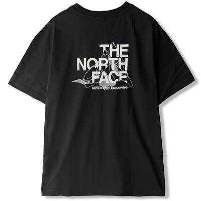 Short Sleeve with Back Mountain Sketch Oversized TNF Size M Men's T-Shirt Print, Black, Tee, Black/White Dune, [Used]