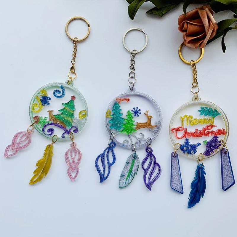 DIY Christmas Keychain Silicone Epoxy Mold DIY Keychain Pendant Jewelry Crafting Mould for Christmas Love Gift Craft