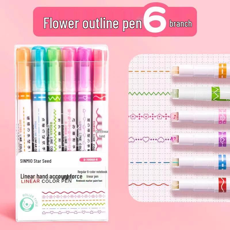 Marcador de Contorno Floral: Set de Marcadores de Colores para Diarios de Arte y Manualidades Infantiles