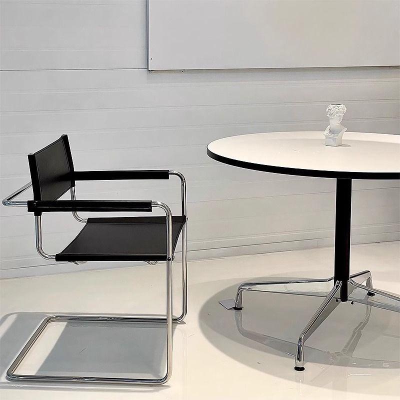 Stainless Steel Dining Chairs Modern Simple Restaurant Chair Living Room Portable Leather Armchair Home Decoration Furniture