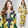 Літня богомна максі-сукня Runway, жіноче О-подібним вирізом, рукавом «летюча миша» і принтом троянд, вільні халати, довгі розрізні бохо-плаття 613