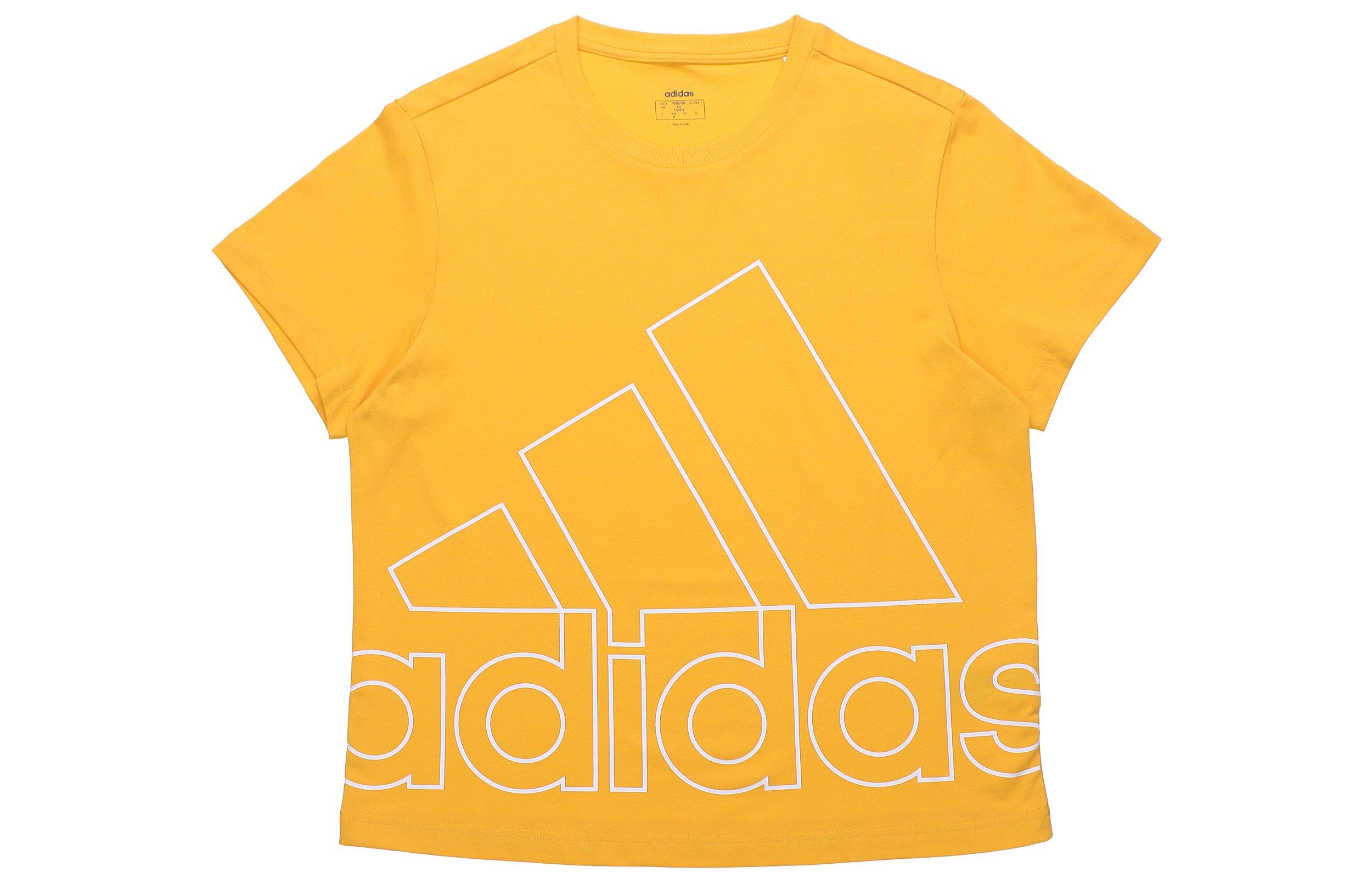 

Adidas T Shirts Women s Yellow Crew Neck Moderate Straight Fit GL7164 L