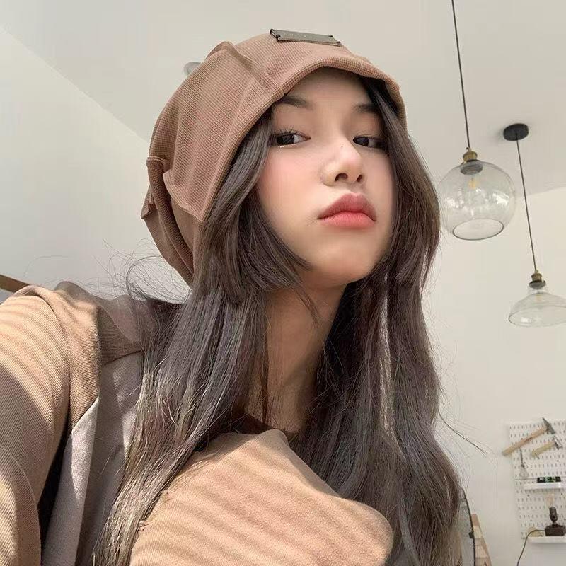 Korean Style Face-Slimming Solid Color Influencer Slouchy Beanie - Versatile Fashion Hat for Women with Large Head Circumference