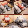Adorable Cartoon Animal Long Hugging Pillow Husky Cat Bunny Fox Plush Toy For Sleeping