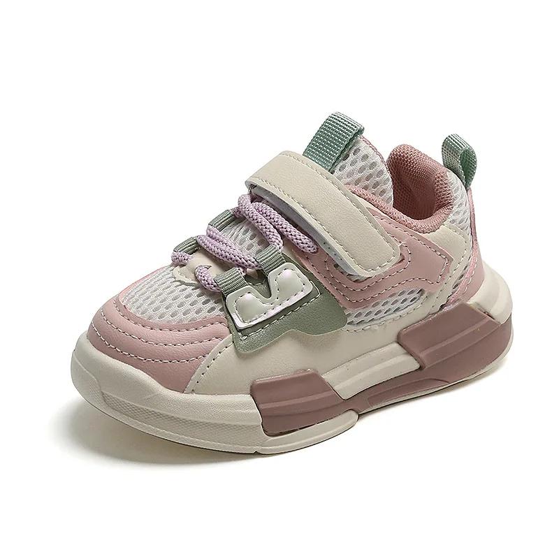 

New Fresh Chunky Sneakers for Children Spring Breathable Flat Shoes Kids Little Girls Boys Casual tennis Shoes Child G07014 21 рожевий