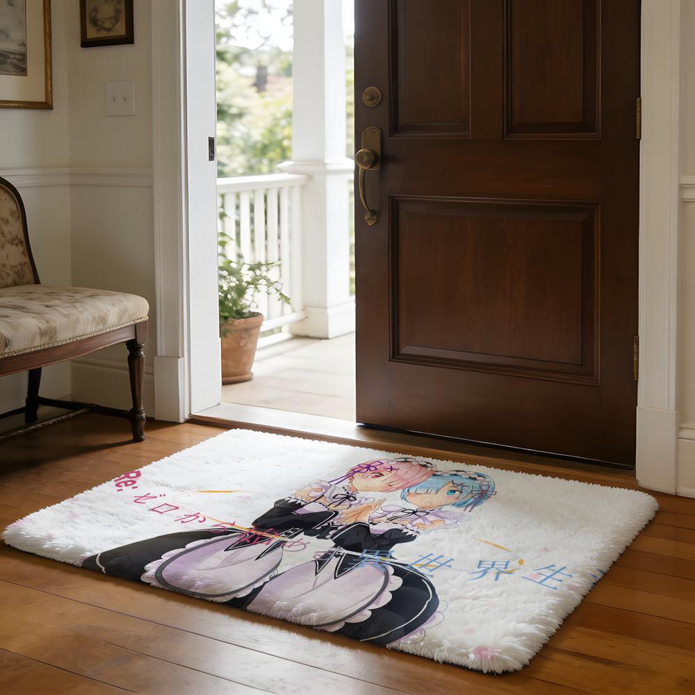Anime RReZZeroS Floor Mat Soft Flannel Absorbent Mat Non-Slip Rug Home Bedroom Bathroom