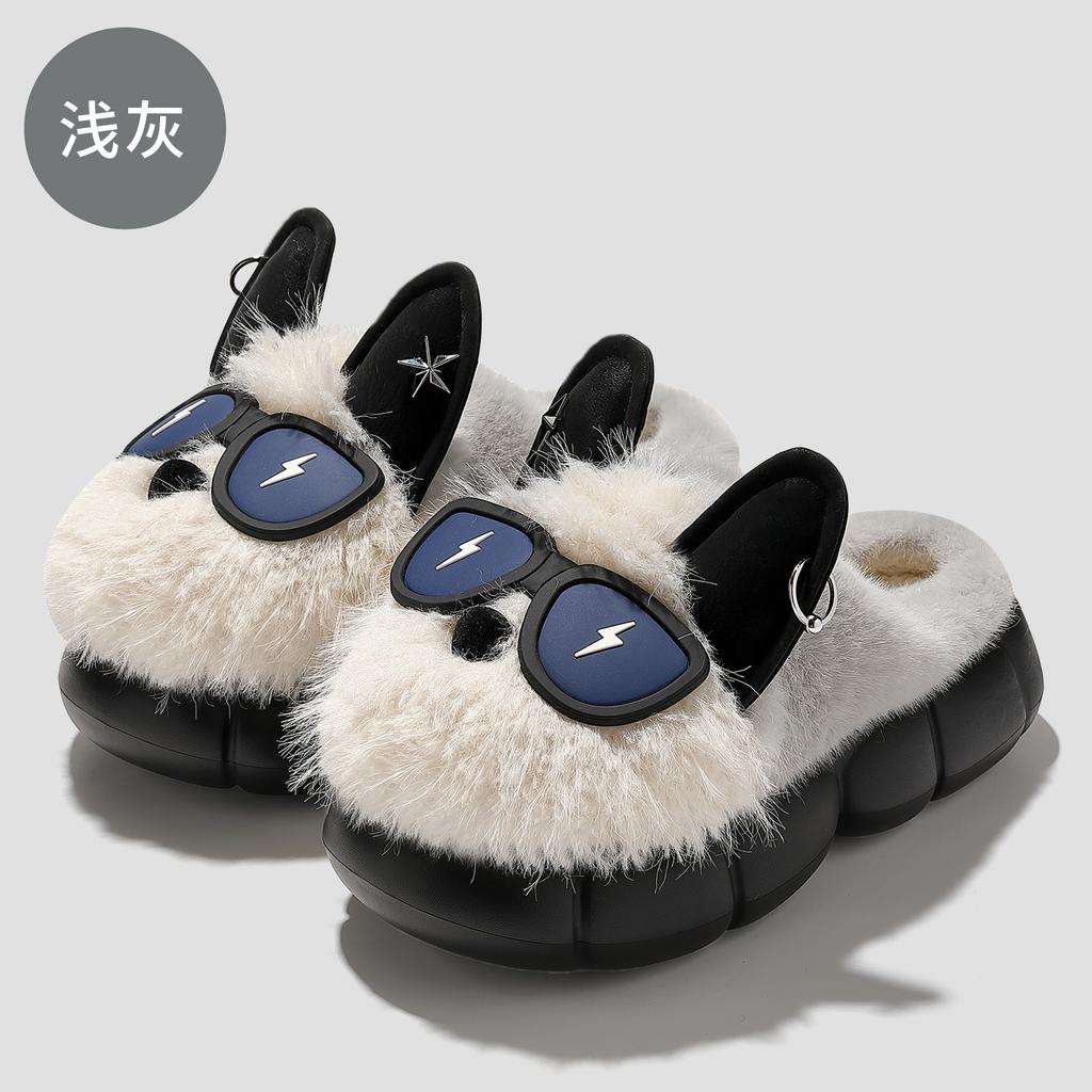 Cartoon Cotton Slippers Cute Puppy Winter Velvet Warm Couple Indoor Home Soft Bottom Cotton Mop