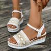 Fashion Plus Size Wedges Bohemian Sandals for Women Summer 2025 Platform Thick Bottom Sandles Woman Embroidery Lightweight Rome Sandals