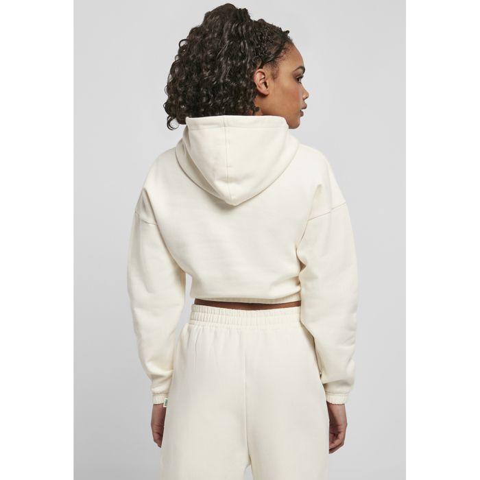 Sweat à capuche - Urban Classics - Court oversize - Polaire brossée - Blanc - Femme