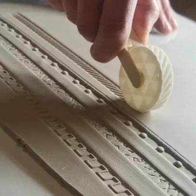 Váleček na vzory z hlíny Keramický nástroj Texturovaný váleček na hlínu s rukojetí Nástroj na texturu hlíny pro hliněnou keramiku DIY projekty