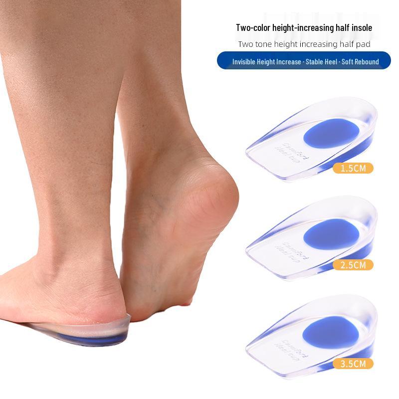 Silicone Heel Lift: Invisible Height-Boosting Insoles for Men & Women – Shock-Absorbing Sports Half Pad