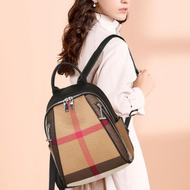 

Новый клетчатый холщовый рюкзак большой вместимости для отдыха в корейском стиле, сумка для путешественников, модный женский рюкзак, черная дорожная сумка
