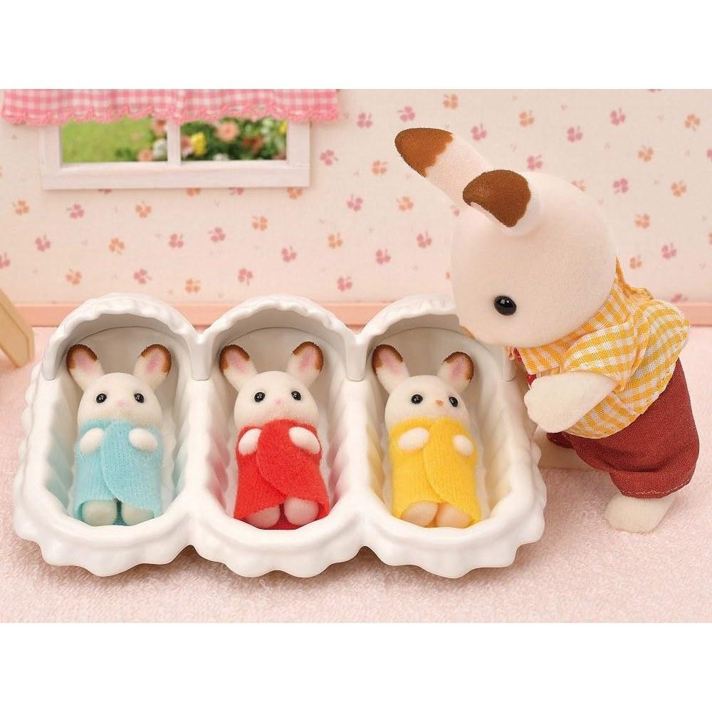 EPOCH Sylvanian Families Chocolate Rabbit Triplet Care Set ST Mark Certified Toy for Ages 3+