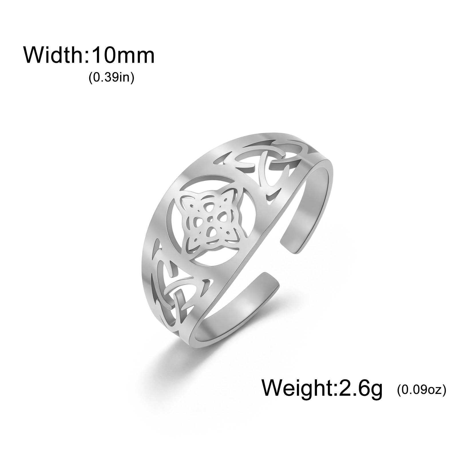 LIKGREAT Witch s Knot 10mm Wide Open Ring Stainless Steel Adjustable Wiccan Protection Finger Ring Trendy Amulet Jewelry Gift resizable