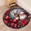 Teppich mit Weihnachtsmotiv Weihnachtsmann und Schneeflocke Rund Weich Wohnzimmerbodenmatte Gut Wohnzimmer Arbeitszimmer Spielzimmer Zimmer