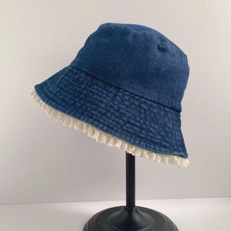 Retro Woman's Denim Bucket Hat, Korean Style, High-End, Versatile, Large Fit for Sun Protection and Slimming Effect